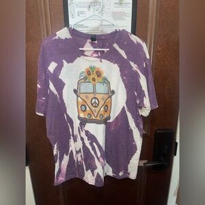 Anvil Purple and White VW Wagon Tee with Peace Van Size XL